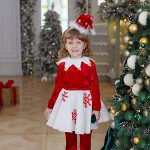 Klassiek kerstelfje voor babymeisje of peuter, eerste kerstkostuum voor meisje