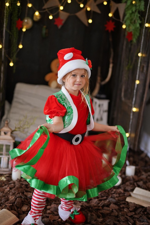holiday elf dress Christmas Costume for Girls elf outfit