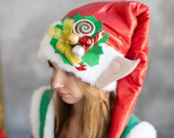 Christmas elf hat green and red color