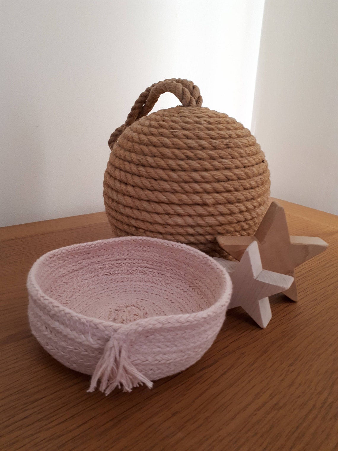 Pink Cotton Rope Basket Medium Etsy