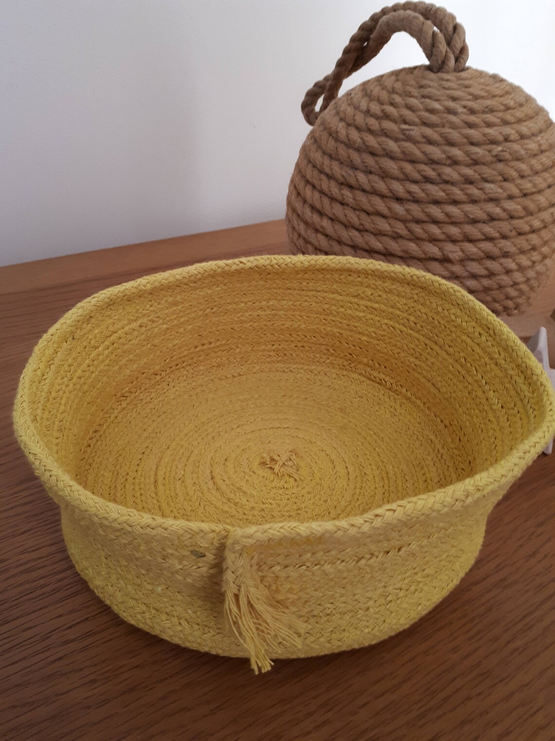 Yellow Cotton Rope Basket Medium Etsy