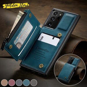 Leather Phone Case For Samsung S23 S22 A52 A51 A71 Note 20 10 Flip Credit Card Zipper Wallet S21 S20 FE S10 Plus Ultra Back Cover