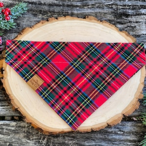 Christmas Flannel over the collar dog bandana