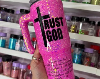 Scripture Glitter Epoxy 30oz Tumbler with Handle | Religious Gifts | Personalized