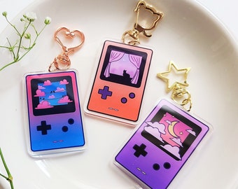 Cute Gameboy keychain, Gamer keychain, Acrylic Keychain