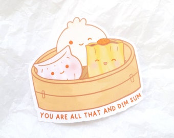 Dim Sum Sticker, Cute vinyl laptop decal sticker, Cute Asian Dim Sum Sticker, Asian food sticker