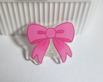 Girly Ribbon Acrylic Phone Grip, Cute pink bowtie phone accessories