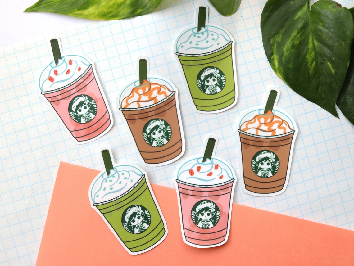 Cute Starbucks Inspired Genshin Impact Venti Drinks Stickers | Etsy