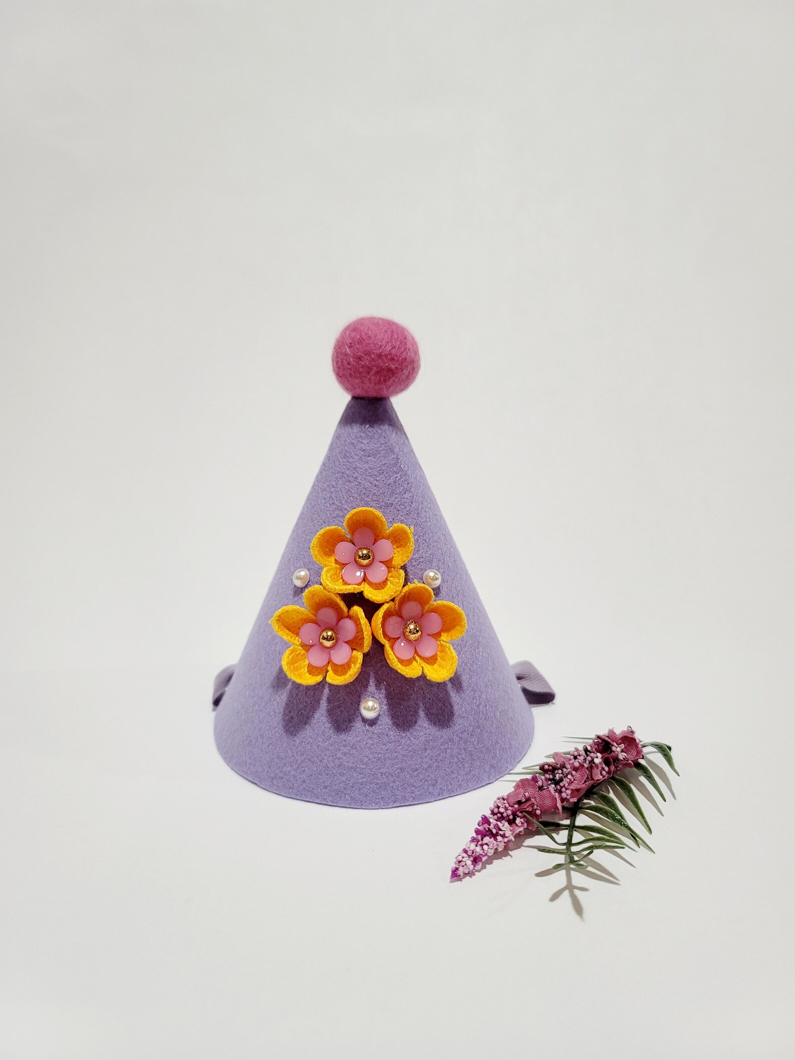 Purple Flower Party Hat for Kids Spring Party Hat First Etsy