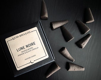 LUCID SØULS CO. Räucherkegel 20 Stück Lune Noire Räucherwerk räuchern Rauhnächte Rauhnacht Rituale Sandelholz, Jasmin & schwarze Vanille