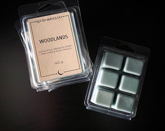 LUCID SØULS CO. Wax Melt Soja Wachs Ätherische Öle - Woodlands No.9 - Eukalptus, Honig, Kiefernzapfen & schwarze Vanille