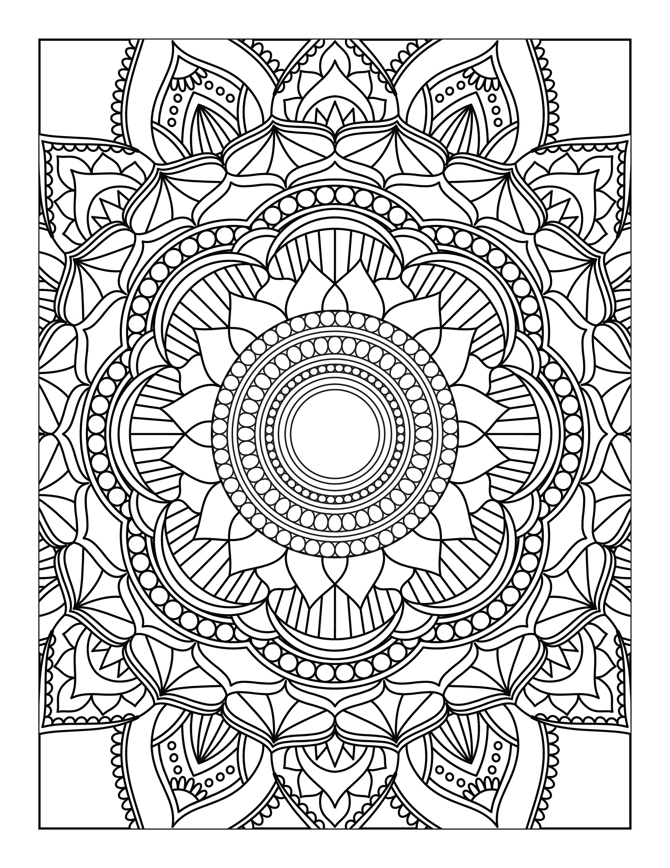 5 Printable, Mandala ,adult, Coloring Pages, Floral, Easy, Coloring ...