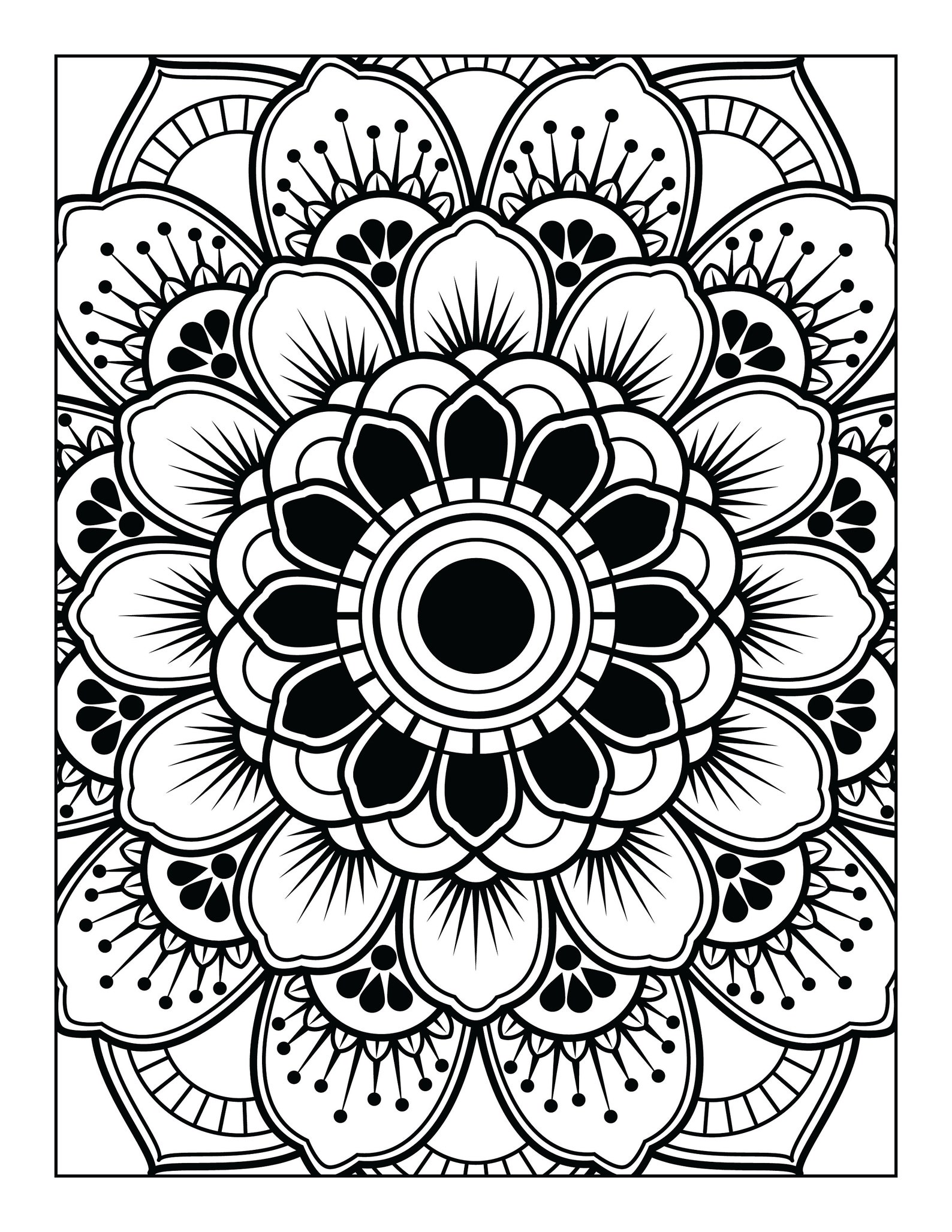 Printable, Mandala ,adult, Coloring Pages, Floral, Easy, Coloring Book ...