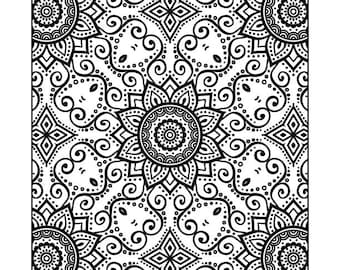 Mandala da colorare, 5 disegni stampabili (download digitale)