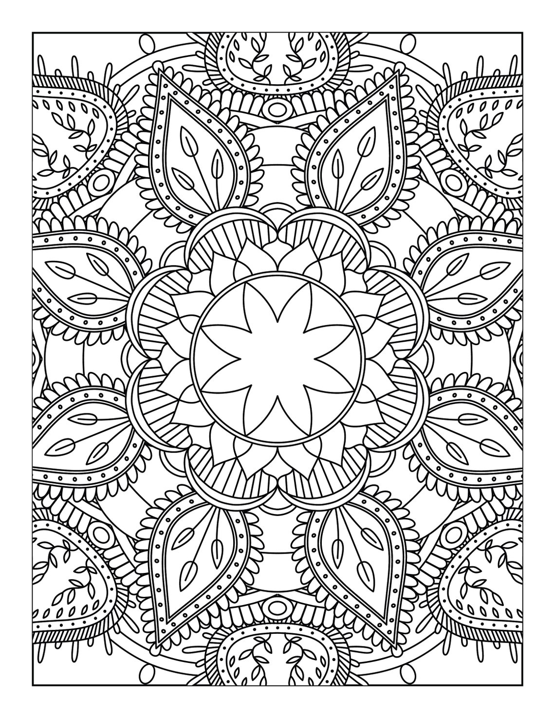 5 Printable, Mandala ,adult, Coloring Pages, Floral, Easy, Coloring ...