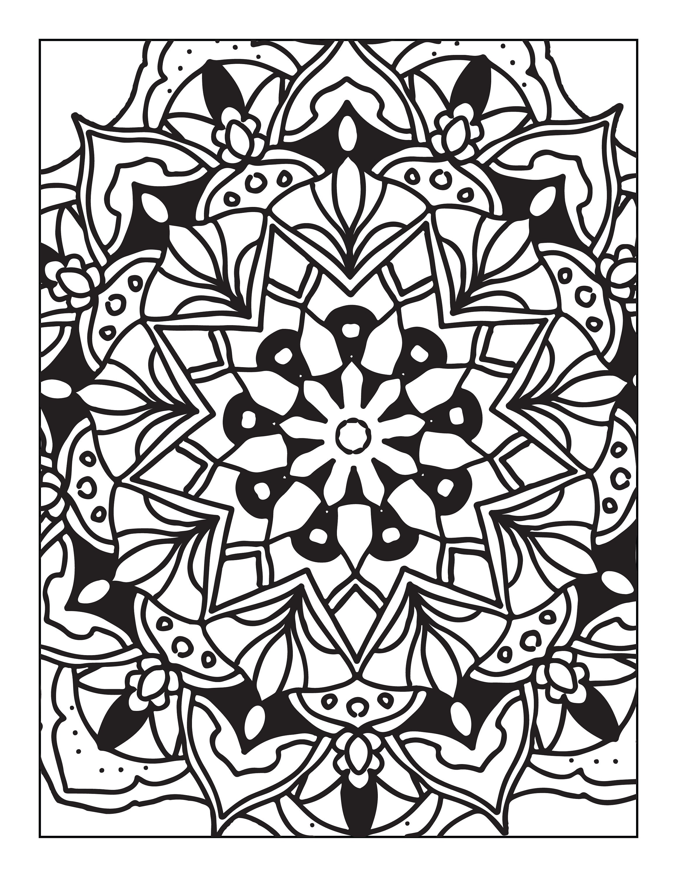 5 Printable, Mandala ,adult, Coloring Pages, Floral, Easy