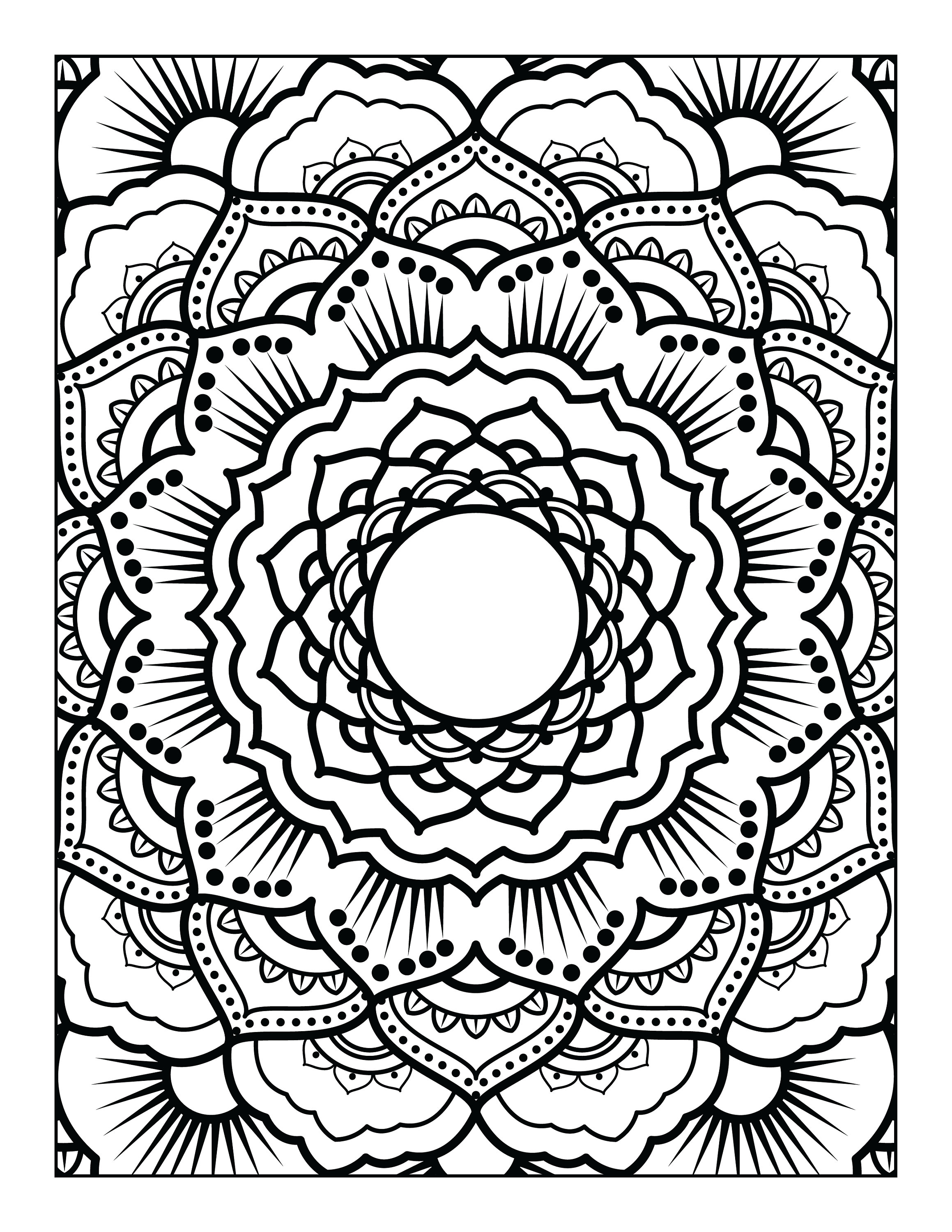 5 Printable, Mandala ,adult, Coloring Pages, Floral, Easy, Coloring ...