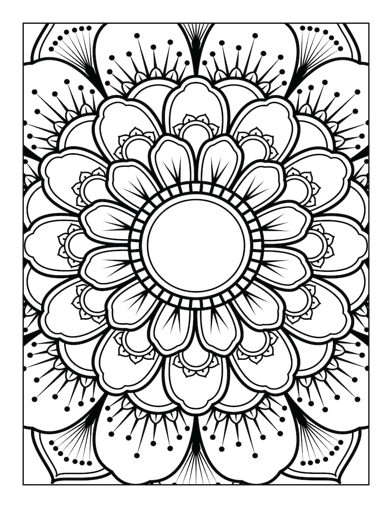 5 Printable, Mandala ,adult, Coloring Pages, Floral, Easy, Coloring ...