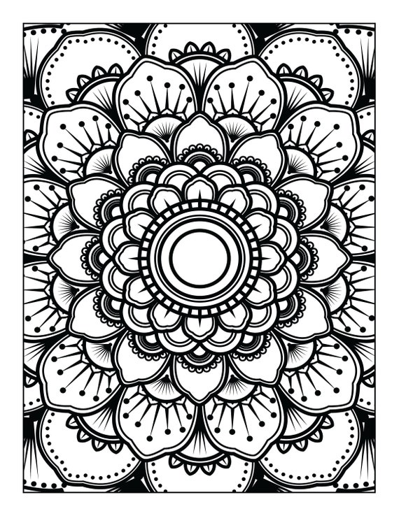 5 Printable, Mandala ,adult, Coloring Pages, Floral, Easy, Coloring Book,  Mandalas 