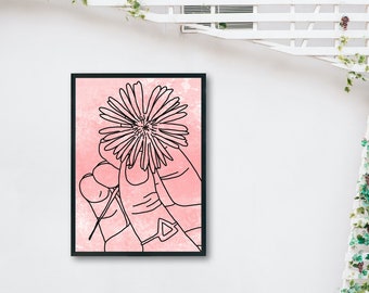 Floral Art Print: Abstract Flower Line Art (Digital Download)