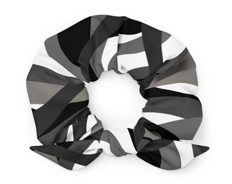 Black Lines | Recycled Scrunchie | Eco-Friendly | Black | White | Gray