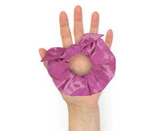 Pink Leaves | Recycled Scrunchie