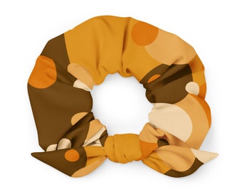 Retro | Recycled Scrunchie | Eco-Friendly | Brown | Orange | Polka Dots