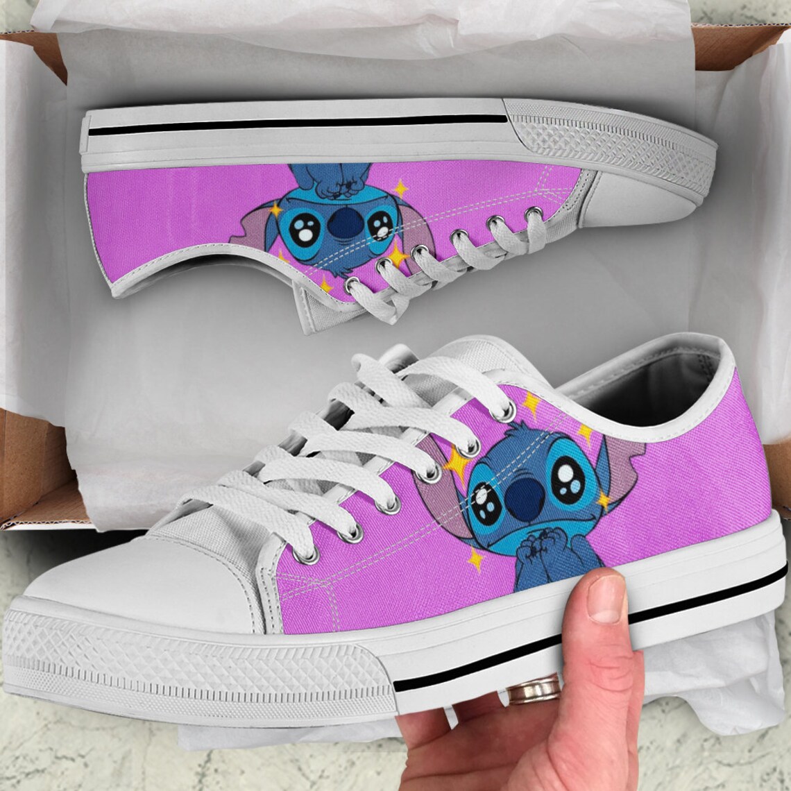 Stitch Custom Lowtop Lilo And Stitch Fashion Shoes Walt | Etsy