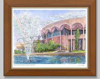 ASU Gammage Building Art Print, Frank Lloyd Wright Landmark