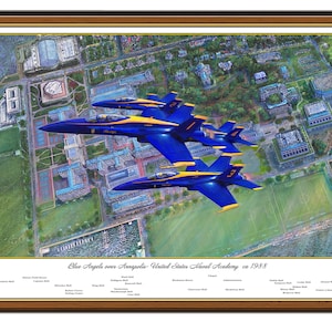 Annapolis Comm Wk Celebration with the Blue Angels Breaking formation Graphic Decor Gift Artist Print signed by James Beath 8x10 11x14 13x19