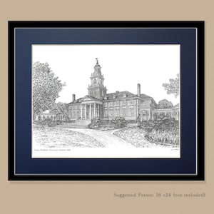 Johns Hopkins Iconic building Gilman Hall at the heart of the Homewood Campus Wall Decor for the Office or Home 13&quot; x 19&quot; for the Graduate