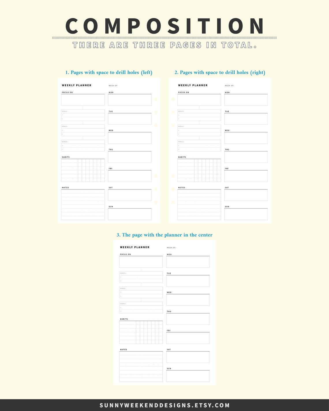 Undated Weekly Planner 8x11 Weekly Organizer Printable | Etsy