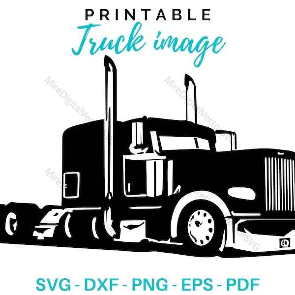 Truck Driver, Trucker Big Rigg 18 Wheeler Semi Tractor Trailer Cab Shipping Moving Company Trucking Logo .SVG Vector Cricut Cut Cutting