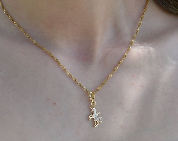 Gold Unicorn Necklace Jewelry · Wing Pendant Horse Necklace Birthday Gift For Girl Her · WATERPROOF Jewelry Minimalist Handmade Charm Zircon