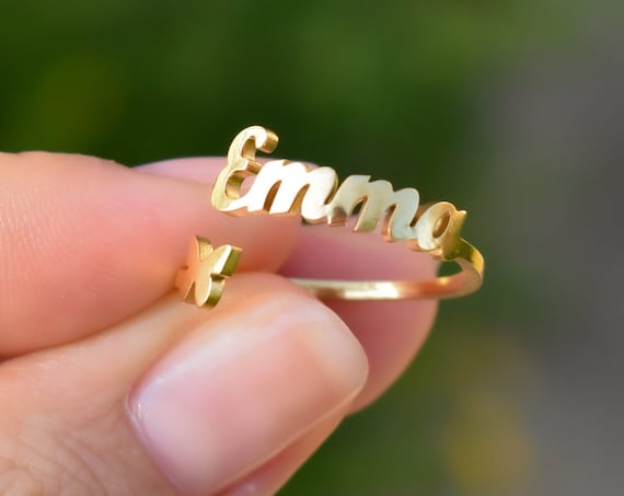 Name Rings • Butterfly Rings • Adjustable Personalized Custom Rings • Women Gold Rigs • Gift for Her • BridesMaid Gift • WATERPROOF Ring
