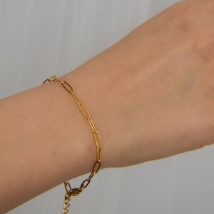 18K GOLD Link Chain Bracelet, Chain Choker Waist Chain Gold Paperclip Chain Bracelet Gold Anklet Waist Body Women Handmade Jewelry Set Gift