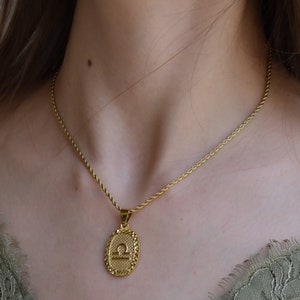 Gold Zodiac Sign Pendant Necklaces Luck Angel Evil · Jewelry Aquarius Aries Capricorn Cancer Gemini Pisces Sagittarius Scorpio Taurus Virgo