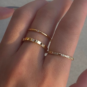 18k Gold Wedding Ring Simple Minimalist Stacked Rings For Women Signet Rings Bridesmaid Gift for Her WATERPROOF Thin Rings
