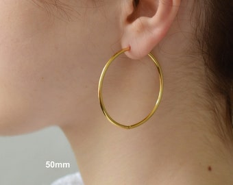 18k Gold Filled Hoop Earrings Large Medium Small Size Women Hoop Earrings Hypoallergenic Minimalist Her Thin Multi Set Hoop Minimal Earrings