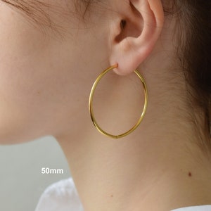 18k Gold Filled Hoop Earrings Large Medium Small Size Women Hoop Earrings Hypoallergenic Minimalist Her Thin Multi Set Hoop Minimal Earrings