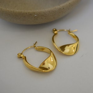 Gold Filled Stunning Twisted Hoop Earrings · Dangle WATERPROOF Earrings Gold Jewelry Handmade Brilliant Earrings SET for Daily Use Girl Gift