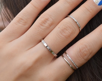 Silver Band Ring, Sterling Silver Minimalist Stacking Rings, For Women Signet Rings, Bridesmaid Gift for Her WATERPROOF Thin Rings