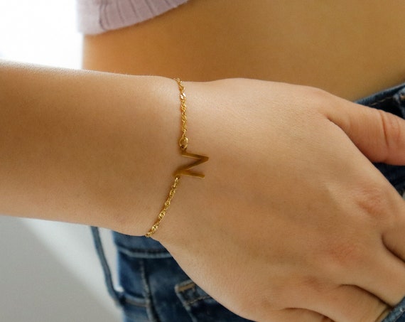 Initial Bracelet Gold Bead Chain Pearl Chain Gold Charm Bracelet Gold Chain Necklace Initial Letter Necklace Waterproof Jewelry Gift For Her