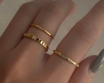 18k Gold Filled Edelstahl Zirkon Hochzeit Designer Ring Einfache Minimalistische Gestapelte Ringe Für Frauen Mama Siegelring Geschenk für Sie WASSERDICH