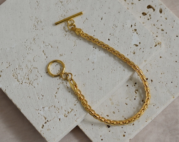 Gold Filled Vintage Bracelet, Gold Filled Toggle Bracelet, Gold Anklet, WATERPROOF Bracelet, Gold Filled Chain Bracelet, Best Gift Idea