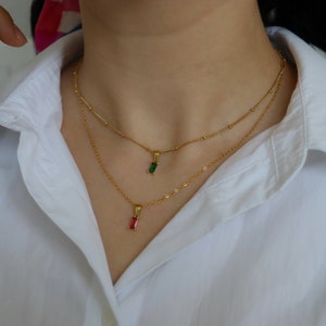 18K Gold Zircon Necklace · Zircon Handmade Homemade Set Stainless steel Chain Necklace · Colorful Waterproof Jewelry Gold Jewelry Necklaces