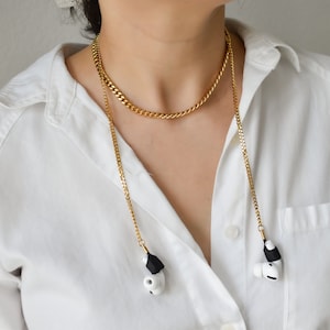 Earplugs Chain Necklace · Earplug Anti Lost Lanyard Gold Filled Choker · Airpod Earbuds Magnetic Waterproof Earphone Silicon Holder Jewelry