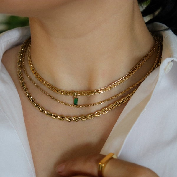 18K GOLD FILLED Vintage Choker Necklace Women Choker Necklace, WATERPROOF Gold Gift Jewelry Anti Tarnish Gemstone Zircon Necklace