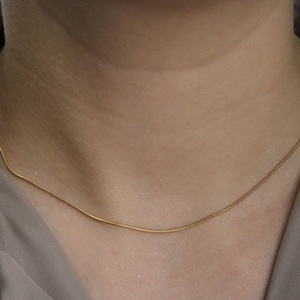 Gold Mini Round Snake Herringbone Chain Necklaces Stainless Steel 1mm Chain WATERPROOF Necklace