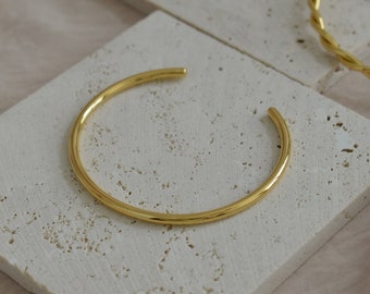 18K Gold Solid Wire Cuff Bracelet · Adjustable Bracelet Open Cuff WATERPROOF Jewelry Twist Wheat Rope Gold Bracelet Gift for Mom Mother Her